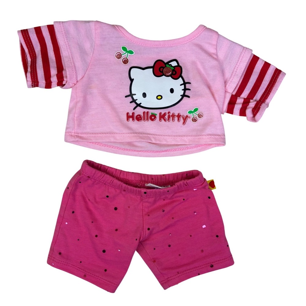 Build-A-Bear Hello Kitty Pink Shirt and Shorts Outfit Set Plush Accessories